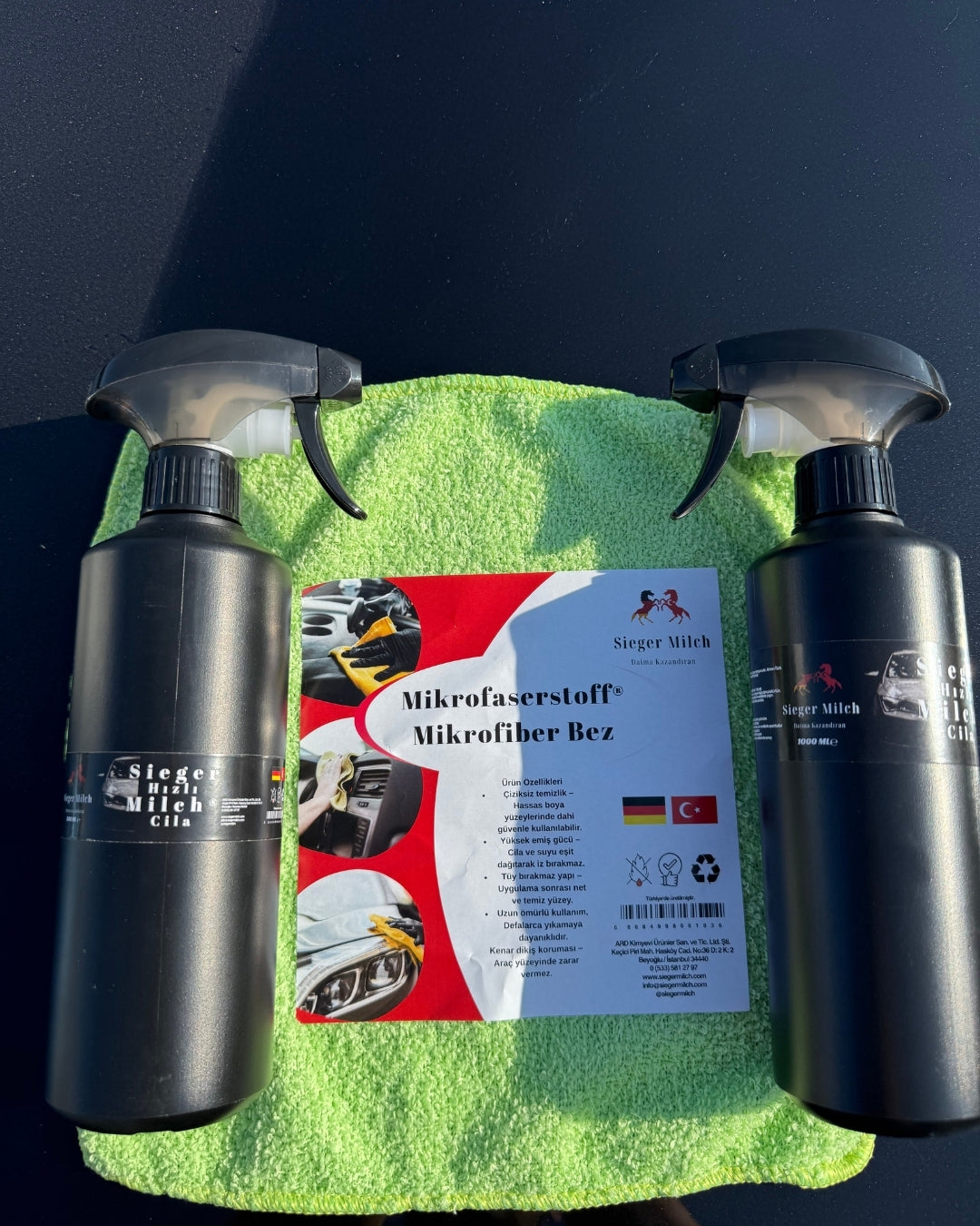 Sieger Milch Hızlı Araç Cilası 1000ml Sprey + Microfiber Bez (Tekli)