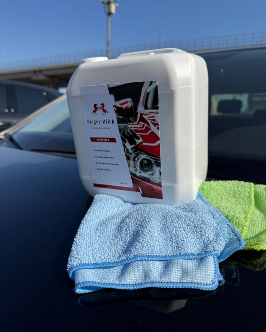 Sieger Milch Hızlı Araç Cilası 2.5L Bidon + Microfiber Bez (2'li)